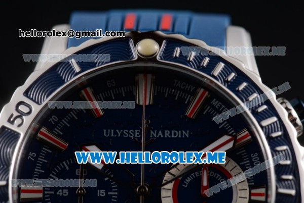 Ulysse Nardin Maxi Marine Diver Miyota OS20 Quartz Steel Case with Blue Dial and Blue Rubber Strap Blue Bezel - Click Image to Close